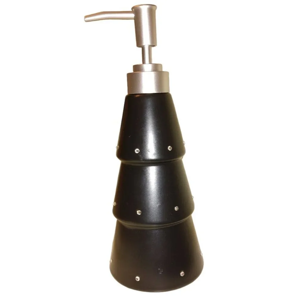 DKNY Black Tiered Rhinestone Studded Ceramic Soap Dispenser